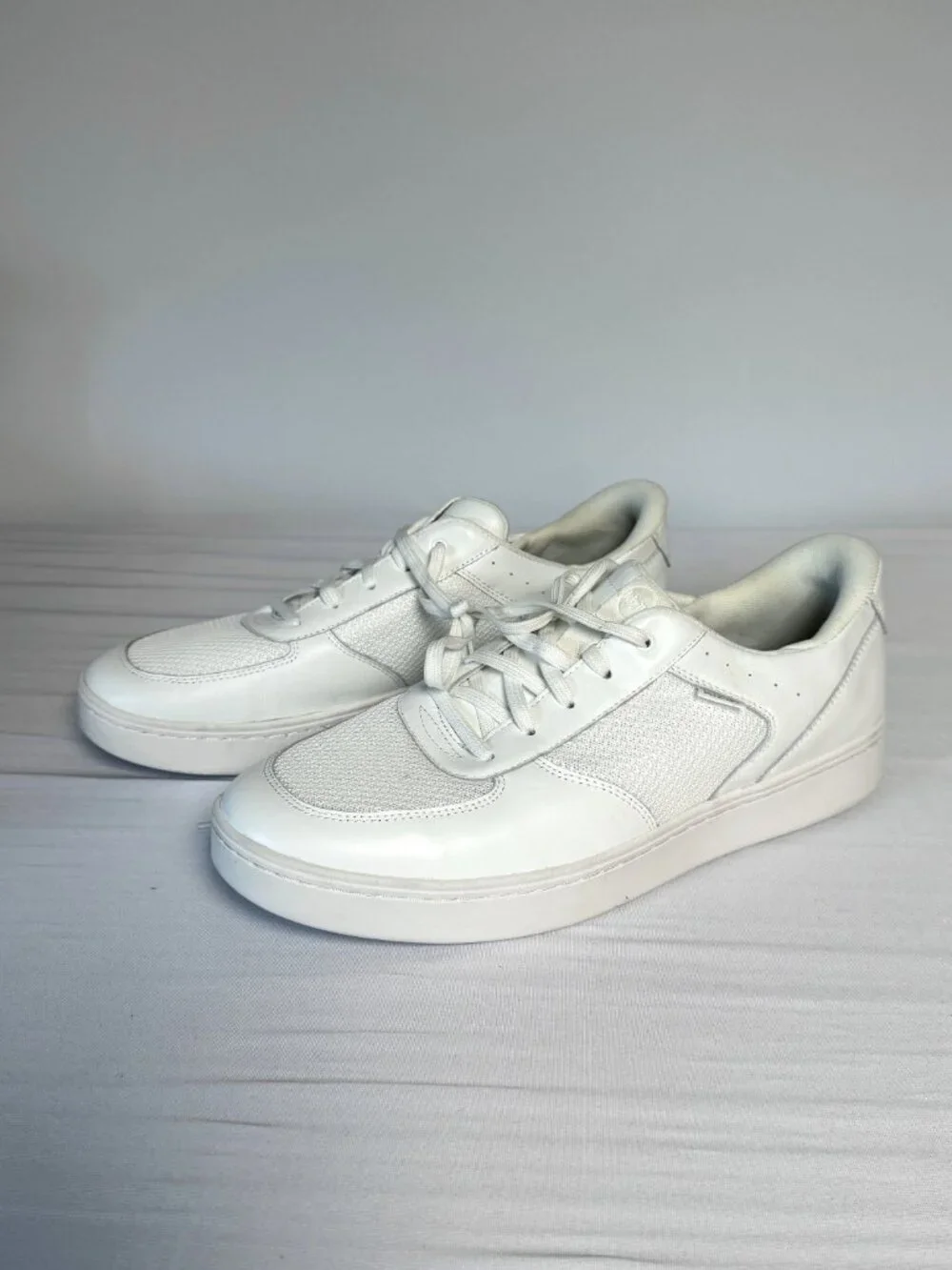 Men's 12 Kizik Oslo Hands-Free Sneakers White Leather Mesh Athletic Shoes